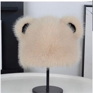 Cute Cream Furry Bear Earmuffs